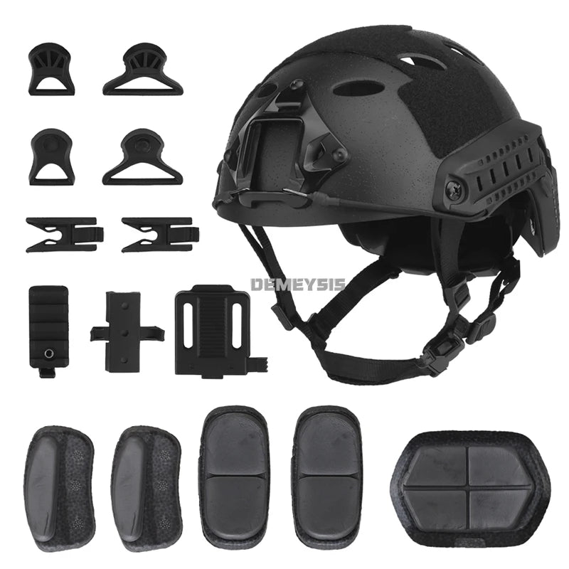 Airsoft FAST Helmets ABS Impact Resistant Paintball Shooting Tactical Half Covered PJ Helmet with Adjustable Suspension System