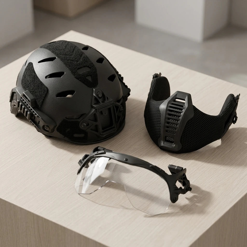 Tactical Helmet Set with Goggles Mouth Ear Guard Wendy3.0 Style Hunting Airsoft Training Game Paintball Shooting Helmet Set