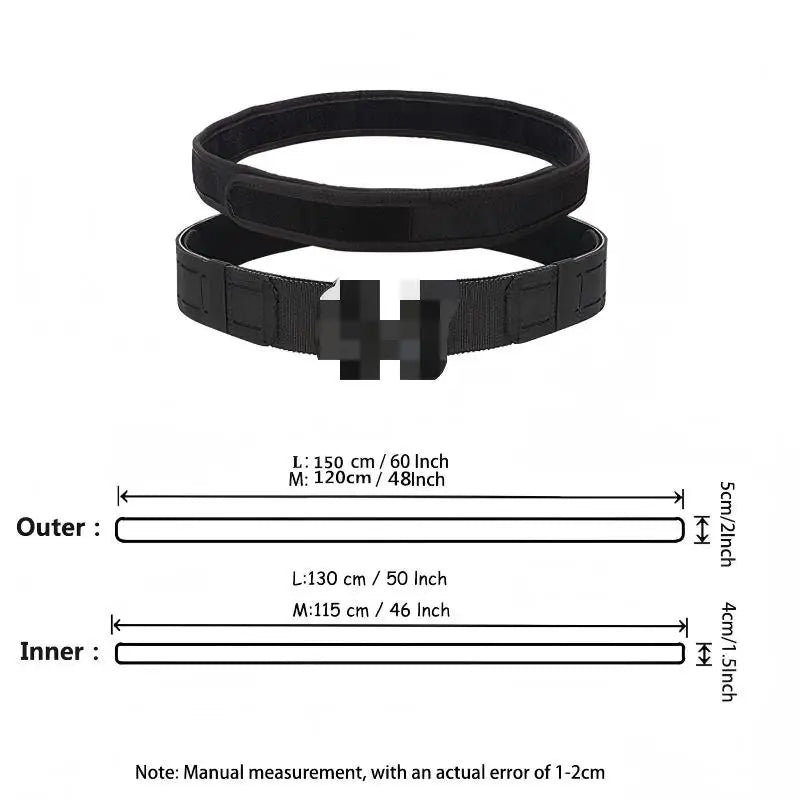 2 Inch Tactical Belt with Molle System Double Layer Metal Buckle Quick Battle Fighter Combat Belt for Military And Outdoor Use