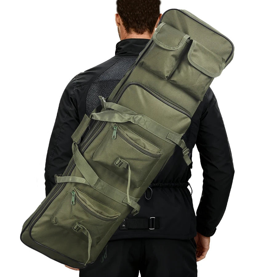 Multi functional storage bag with multiple pockets designed for partitioned storage and adjustable webbing straps and straps