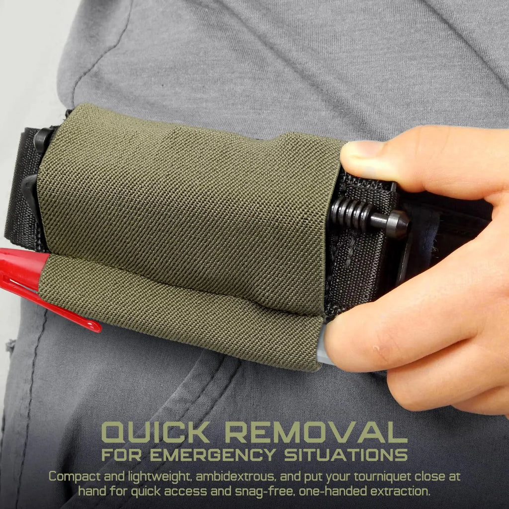 MOLLE Tactical Tourniquet Holder Elastic TQ Sleeve Pouch Hook & Loop Medical Tourniquet Carrier for Duty Belt