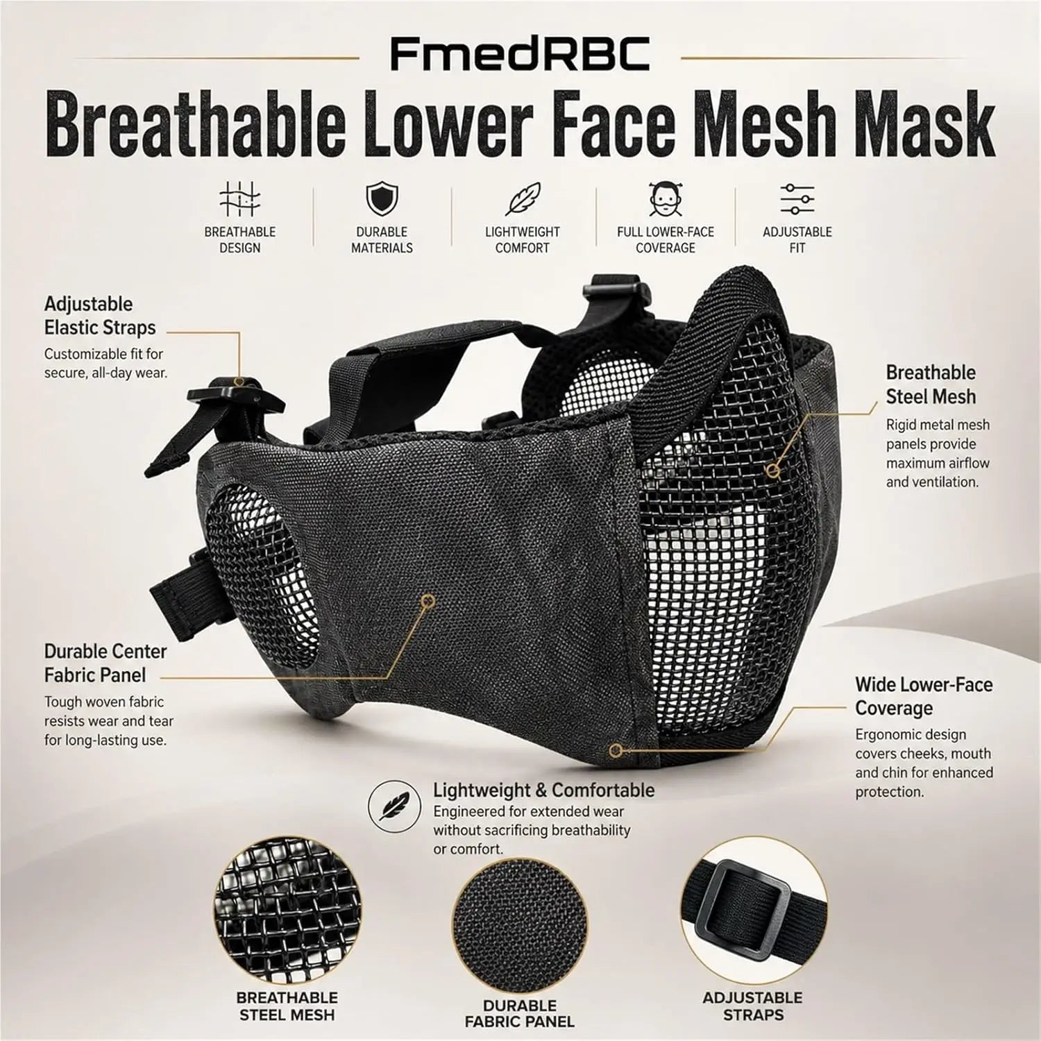 Tactical Airsoft Helmet Set with Mesh Mask Goggles Helmet Cover Rear Battery Pouch with for Paintball Hunting Military Training