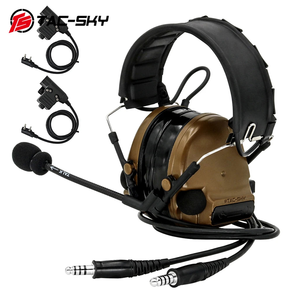 TAC-SKY COMTA III Dual Communication Tactical Headset New Detachable Headband Hunting Walkie-Talkie Shooting Headset Comta Iii