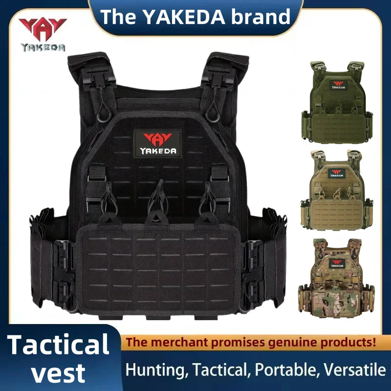 YAKEDA Tactical Vest 6094 Fast detachable light laser cut outdoor hunting black gear carry vest of high quality 1000d  nylon