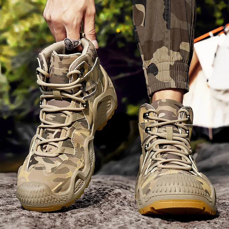 Men's High Top Training Boots Outdoor Non-slip Casual Platform Sneakers Men's Designer Desert Camouflage Tactical Boots 2026 New