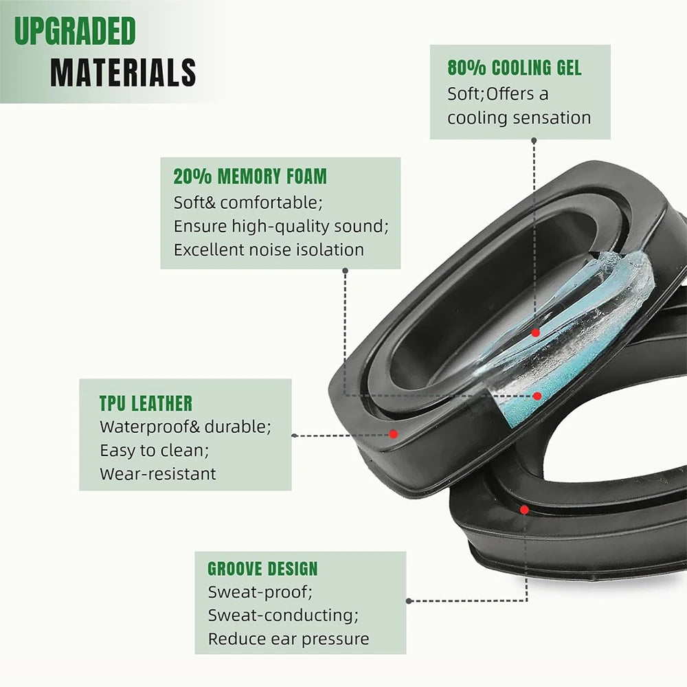 Gel Ear Seals for Howard Leight by Honeywell Earmuffs Impact Sport, Sync, Leightning Series of Hearing Protection Earmuffs