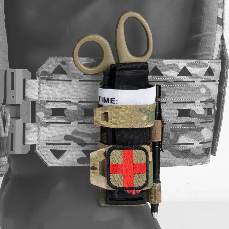 Tactical Tourniquee Pouch Survival Scissors Bag Trauma Shear Pouch Molle Scissor Holder Tactical Elastic Straps Holder
