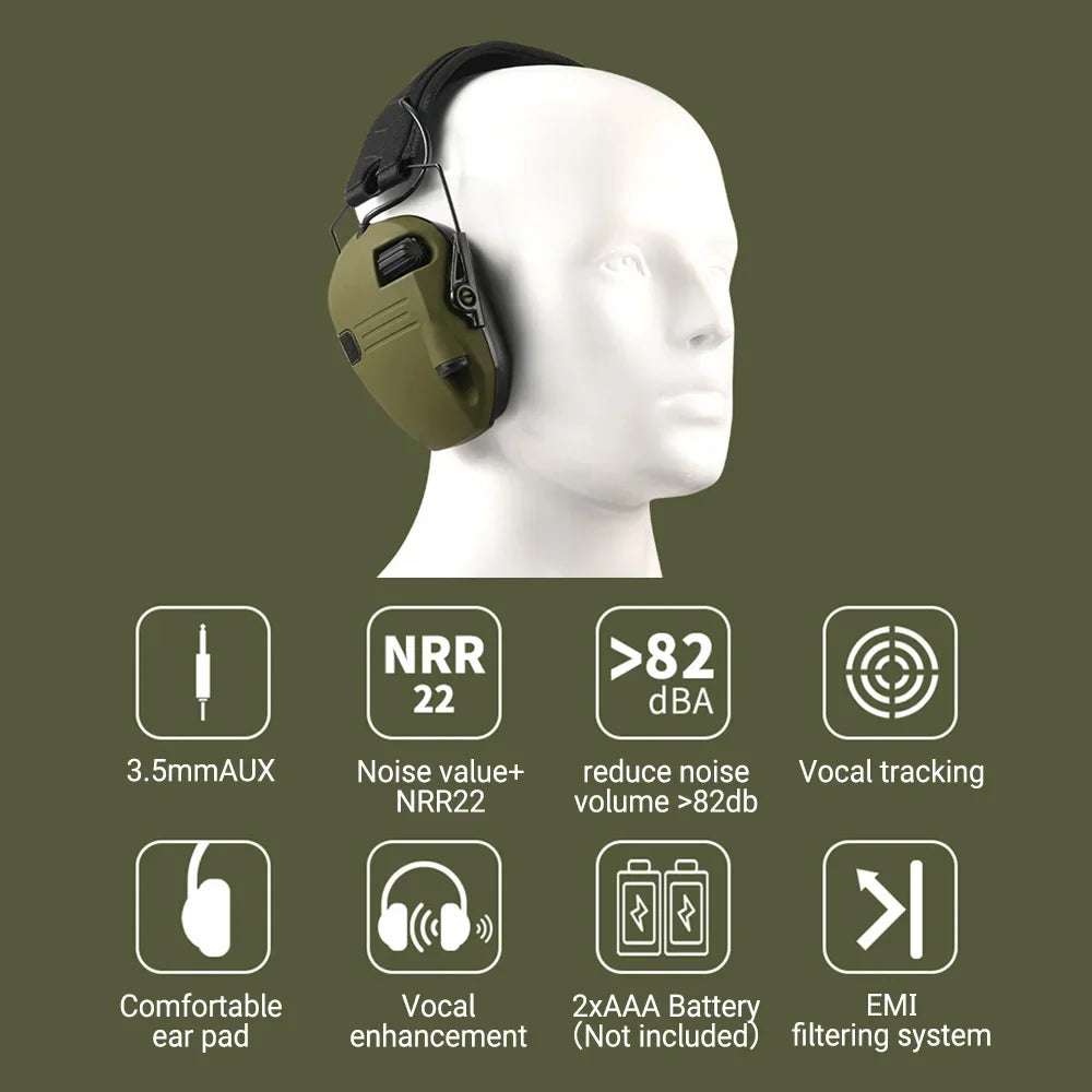 1PC Professional Noise Reduction Ear Muffs Hearing Protection with Voice Amplification for Outdoor & Industrial Noisy Scenes