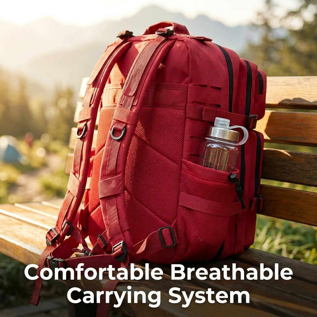 45L Large Capacity Tactical Hunting Backpack For Men With MOLLE Webbing System Dual Cup Holders Outdoor Survival Hiking Camping Rucksack For Wilderness Trip Travel Daily Work Commute Outdoor Camping Activities Gear Storage Backpack