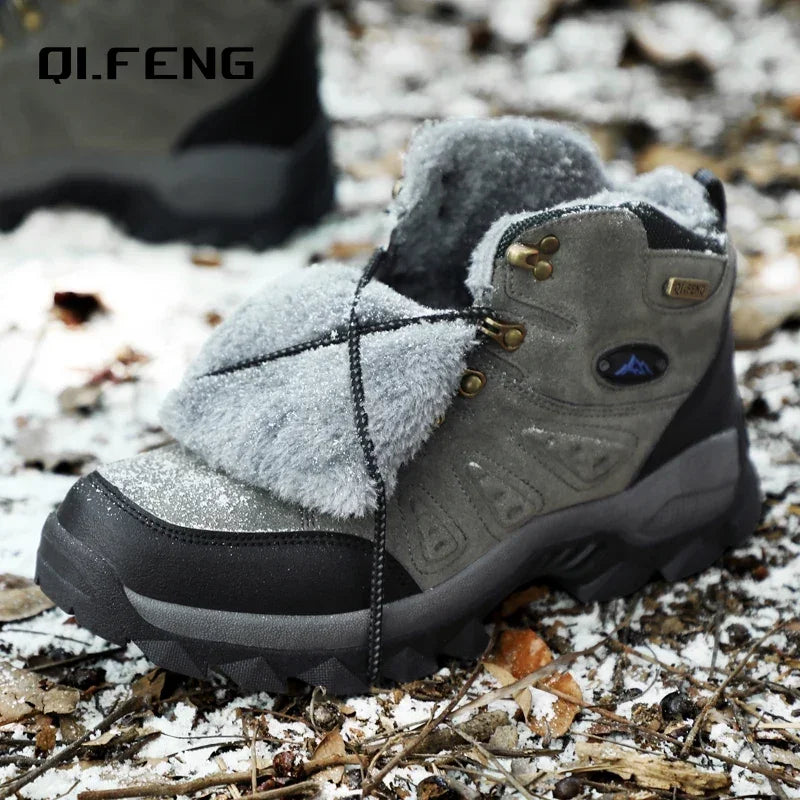 Winter Plush Warm Men's Boots Comfortable Non-slip Hiking Walking Boots Men's Outdoor Hunting Tactical Sports Men's Snow Boots