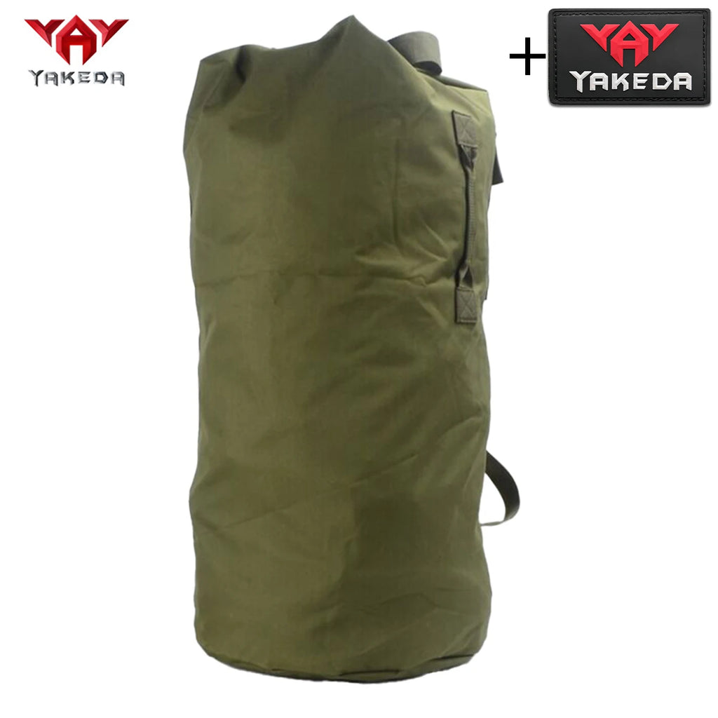 YAKEDA cylindrical double shoulder portable large capacity travel bag, thickened wear-resistant fabric, open drawstring storage