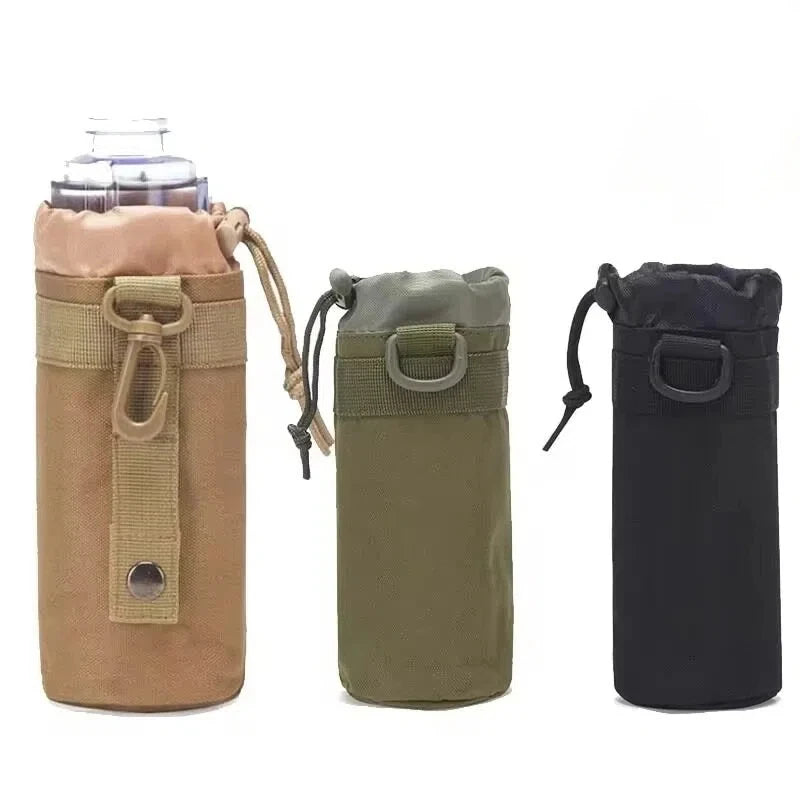 Portable MOLLE Water Bottle Bag 1000D Nylon Tactical Pouch Adjustable Drawstring Hydration Carrier for Outdoor Activities