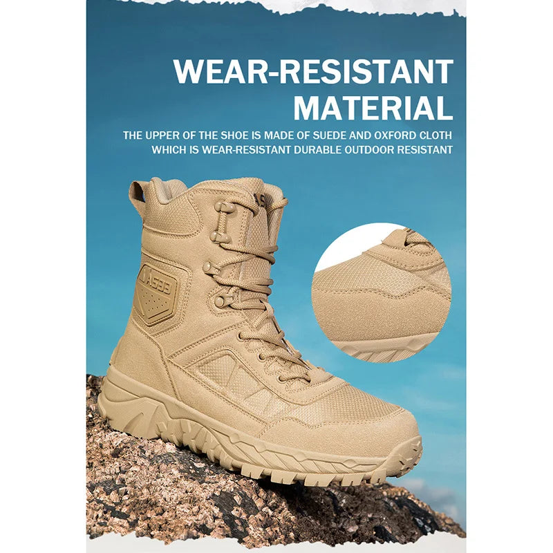 Topfight New Style Men Women Tactical Boots Special Forces Boots Outdoor Hiking Shoes High Tube Combat Ankle Boots Size 39-46