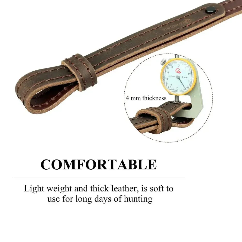 Hunting Sling Shoulder Belt Genuine Leather Hide Tactical Adjustable Bindings Shooting Strap for AK74 AR15  Accessories