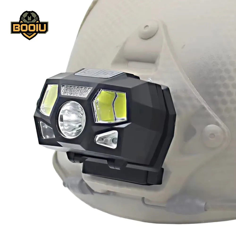 BOOIU Tactical Helmet Light Signal Light NVG Mounted Sensor Headlamp USB Charging Waterproof Outdoor Sport Hunting Headlight