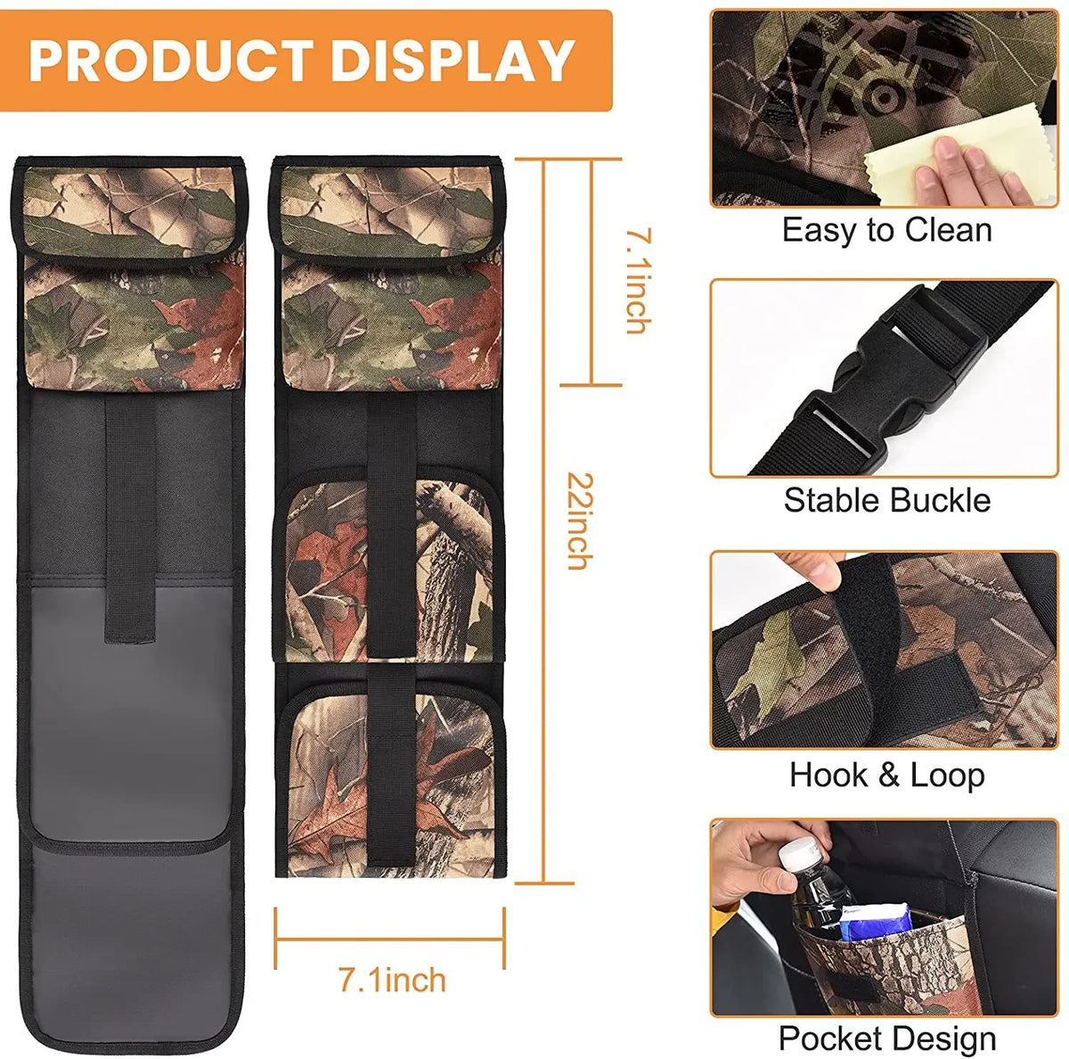 Tactical Car Seat Back Organizer Vehicle Gun Holder- Seat Back Storage Cover with Gun Rack For Rifle Hunting Universal