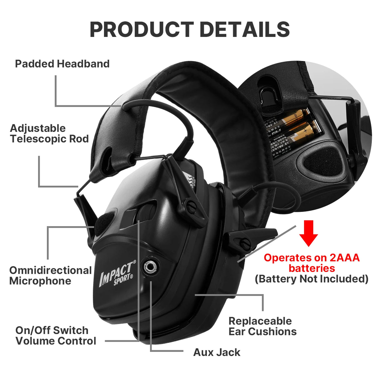 2024 Tactical Electronic Shooting Earmuff Outdoor Sports Antinoise Headset Impact Sound Amplification Hunting Ear Protector
