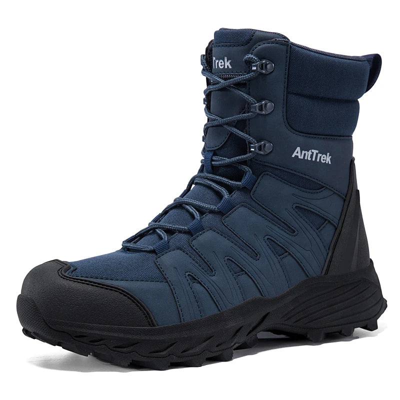 Men Tactical Boots Lace Up High Top Men's Hiking Shoes Waterproof Leather Hunting Sneakers Non-slip Outdoor Field Training Boots