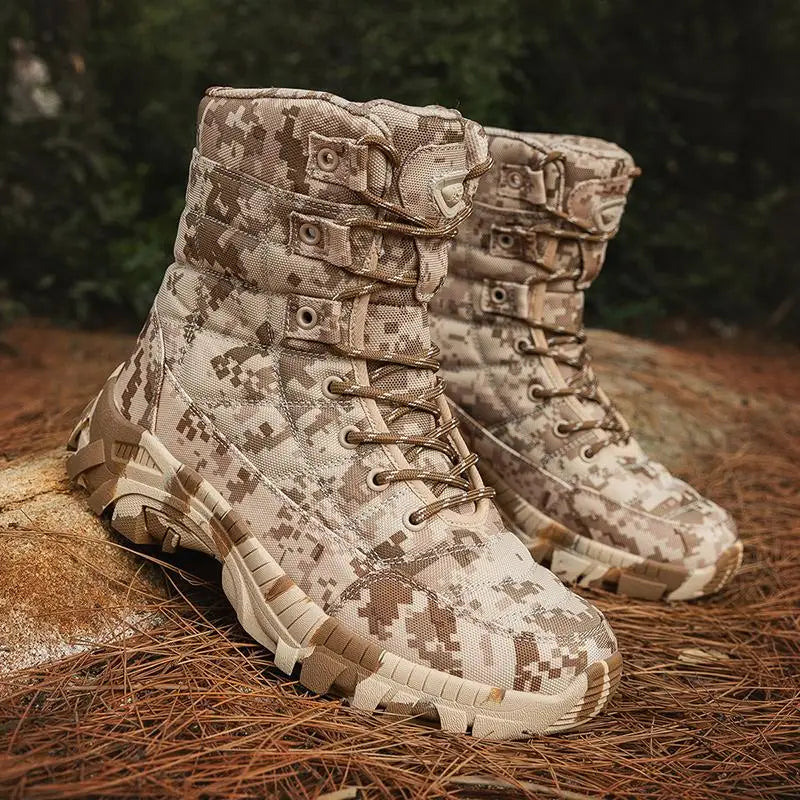 Outdoor Training Men Tactical Boots High-Top Desert Shoes Camouflage Combat Hunting Climbing Hiking Boots Size 39-47