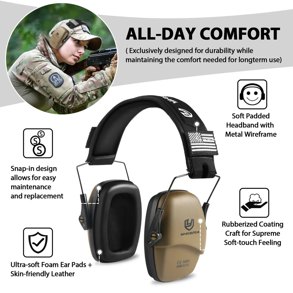 YHKEMA Tactical Earmuff Ear Protection Hearing Protection Passive Protector for Shooting Earmuffs NRR 23dB Noise Reduction