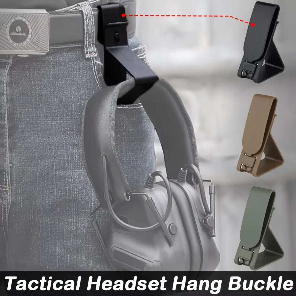 2Pcs Tactical Headset Hanging Hook MOLLE Quick Release Clip Waist Belt Holder Hunting Shooting Military Outdoor Gear Accessories