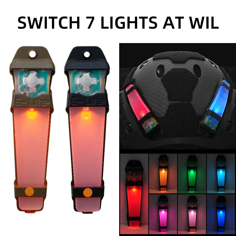 BOOIU Tactical Helmet Light Seven-Color Safety Flashing Light Survival Signal Light Waterproof Light Hunting Hiking Outdoor