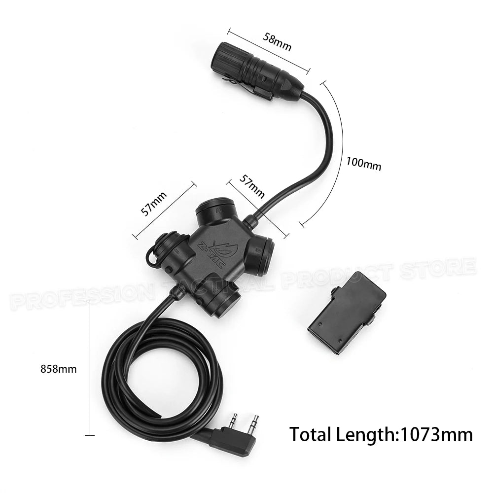 Z-TAC Tactical PTT Button for Kenwood Motorola Walkie Talkie Radio Headset Adapter Airsoft Hunting Outdoor Accessory Cable Kit