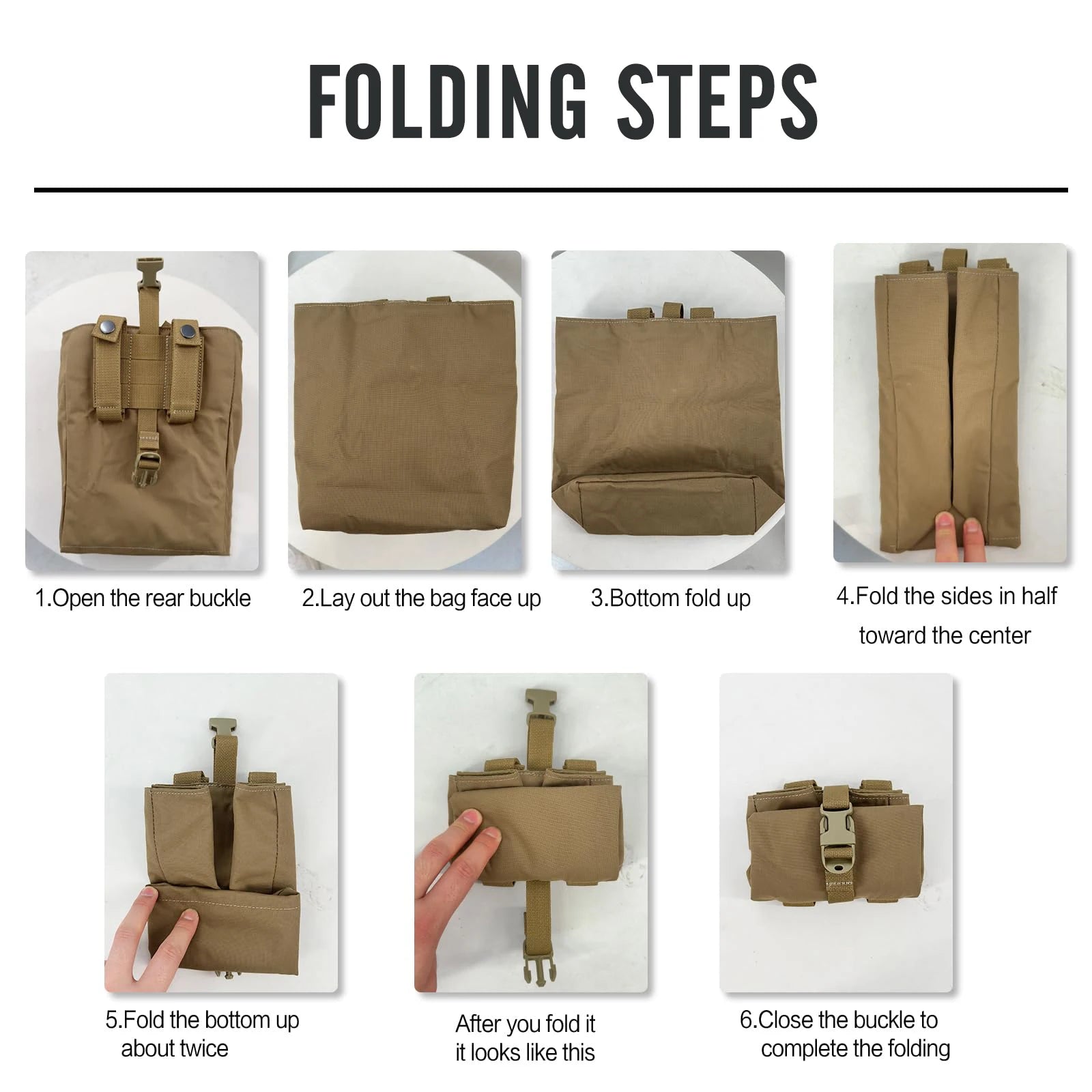 Tactical Dump Pouch Waist Folding Dump Bag Roll-Up Drawstring Utility Tool Storage Pack Hunting Accessories Molle Tool Bag