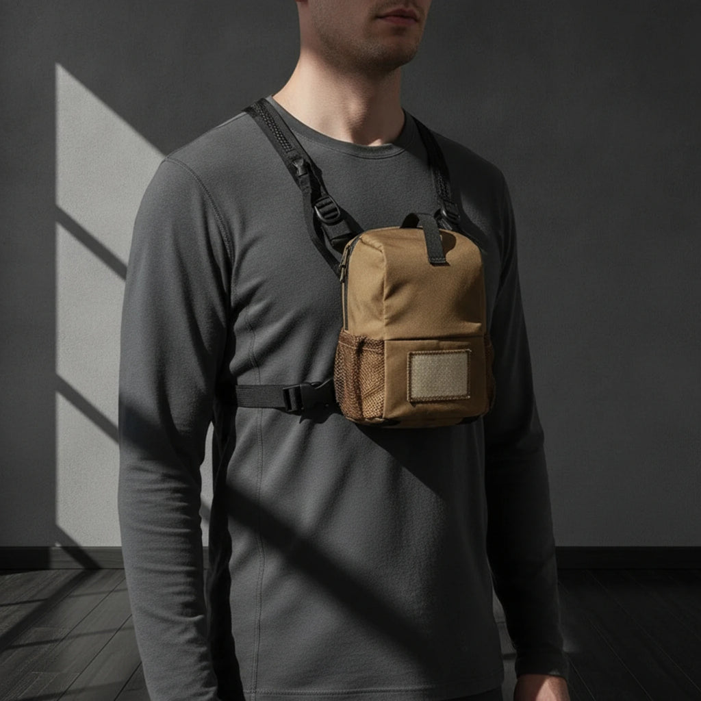 Binocular Harness Chest Pack Hunting Storage Bag Practical Multipurpose Carrier Case with Rain Protection Cover Portable Hiking