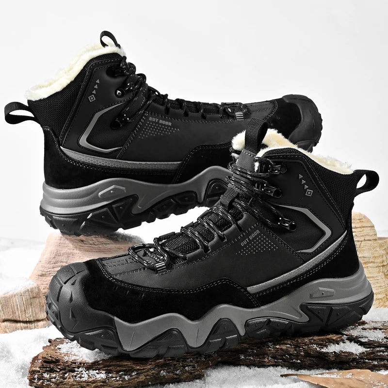 Comfy Leather Men's High Top Shoes Fashion Men Ankle Boots New Design Outdoor Hiking Boots Non-Slip Male Casual Shoes Sneakers