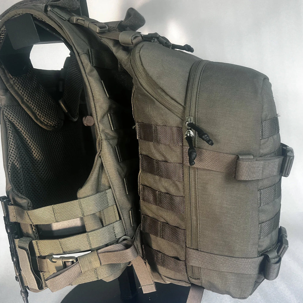 117 Tactical Vest+Backpack Combo, 1000D Nylon, MOLLE, Quick-Release, RG, Outdoor Patrol