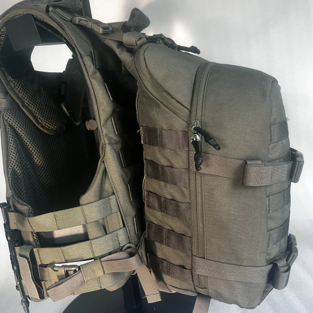 117 Tactical Vest+Backpack Combo, 1000D Nylon, MOLLE, Quick-Release, RG, Outdoor Patrol