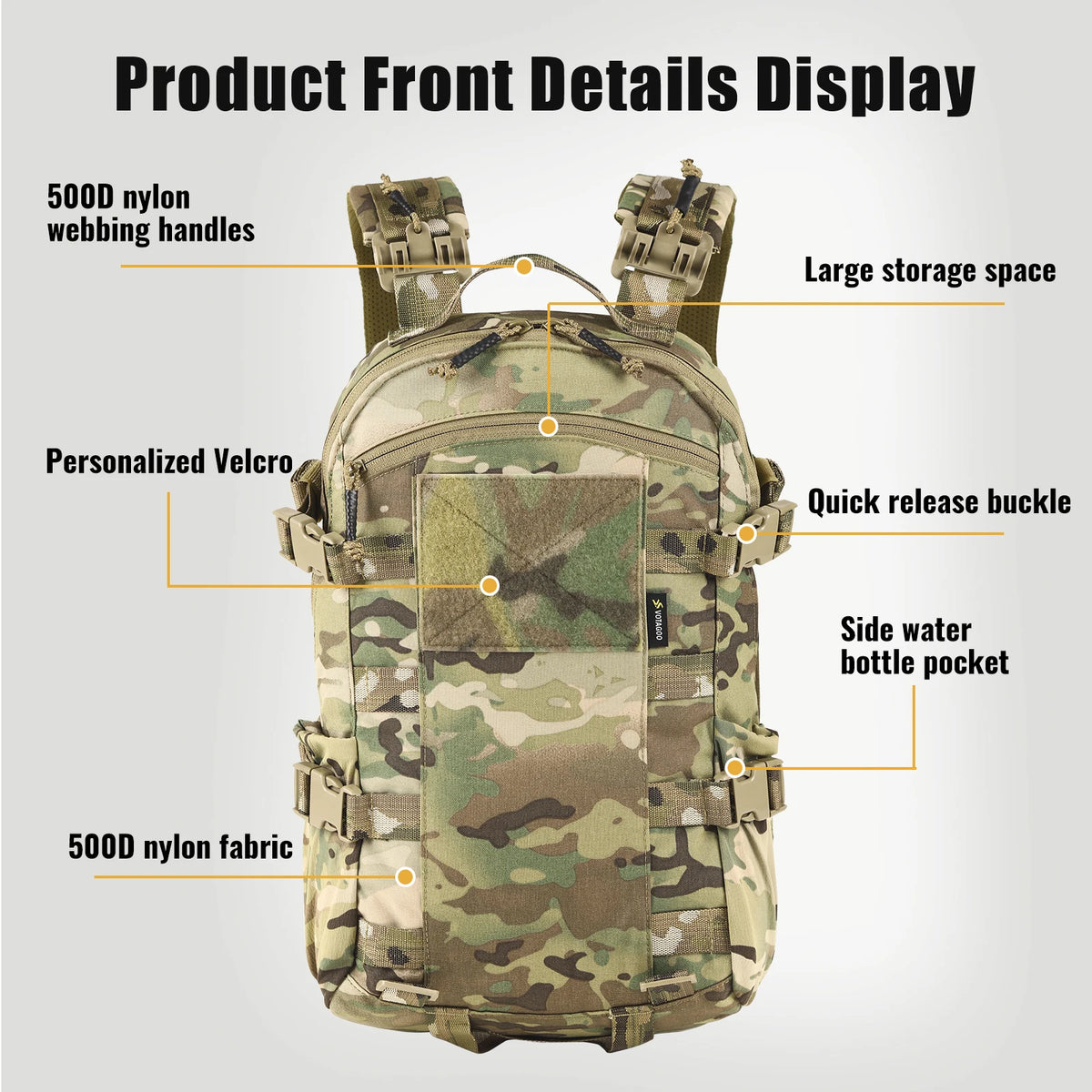 VOTAGOO New Roaring Cricket 20L Backpack Outdoor Leisure Commuter Functional Mountaineering Waterproof Camouflage Tactics