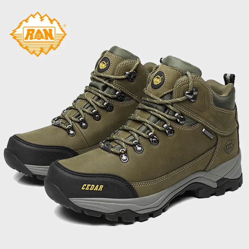 RAN Cow Leather Hiking Boots Men For men Outdoor Sport Walking Sneakers trekking Snow Shoes women Climbing Mountain Hunting boot