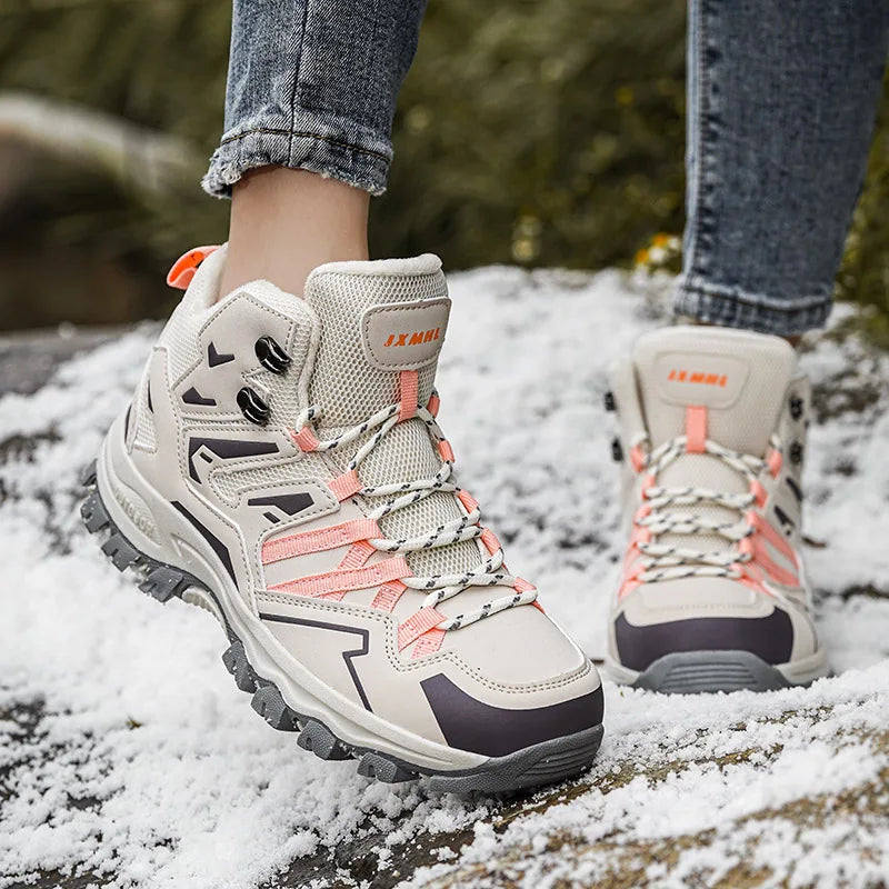 Men's Hiking Shoes Women's Plus Velvet Warm Hiking Shoes Rainproof Non-slip Hiking Shoes Outdoor Hunting Tactical Sports Shoes