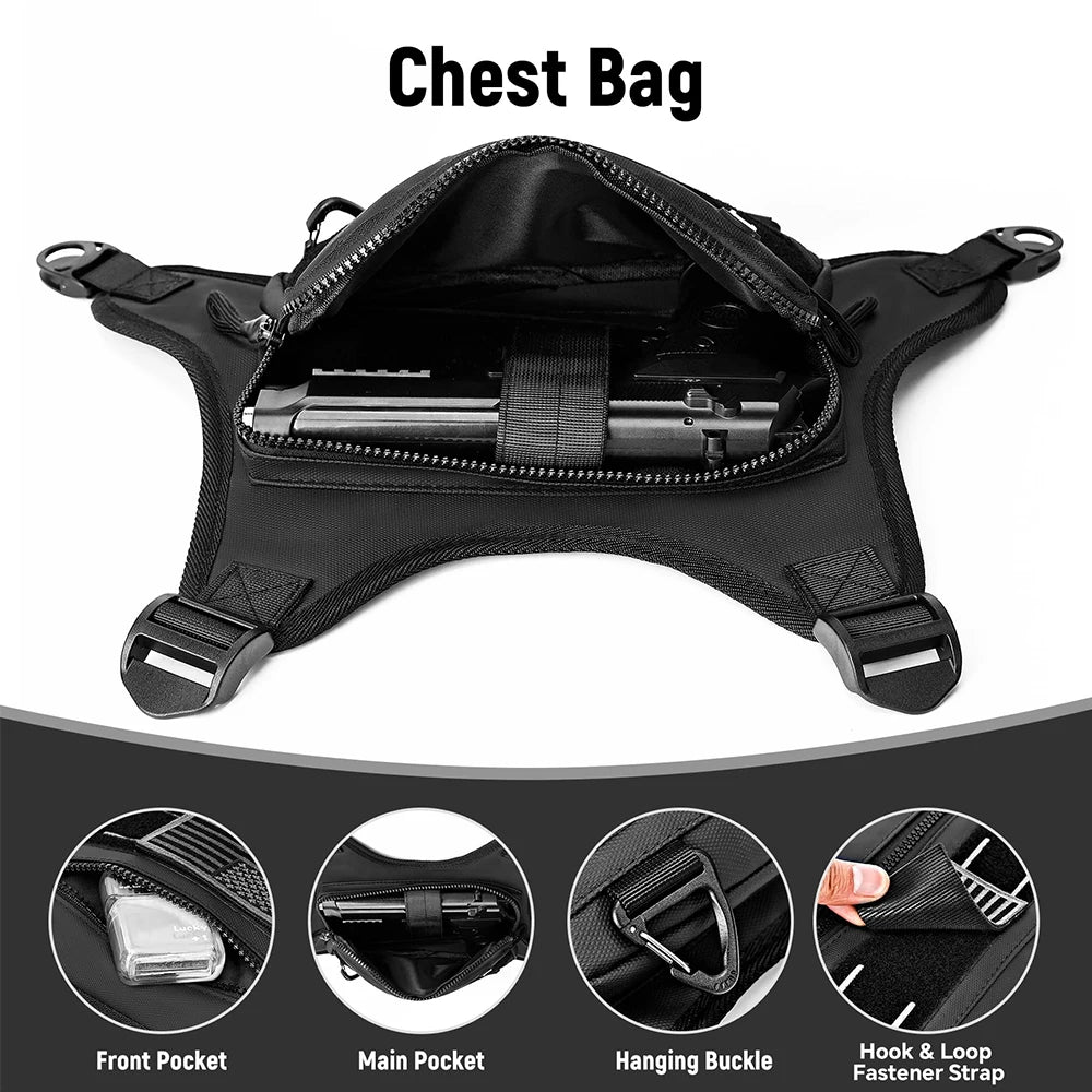 Tactical Running Vest Bag with Gun Holster Anti-Theft Chest Pack Outdoor Sports Running Vest Bag for Cycling Hiking Hunting