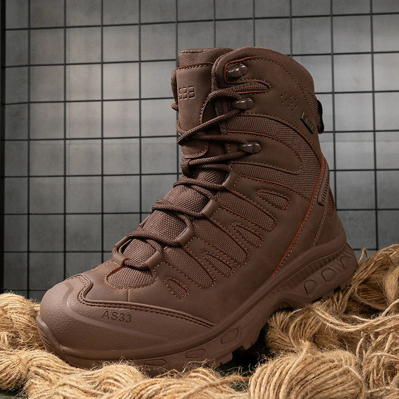 Outdoor Leather Mens Slip on Boots Platform Shoes Luxury Brand Men Winter Plush Snow Boots Fashion All-match Men Motocross Boots