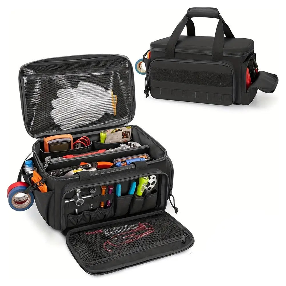 High-capacity Tool Storage Bag Comfortable Handle Thick Padded Base Easy Carrying Tool Case Black Color Water Resistant Tool Bag