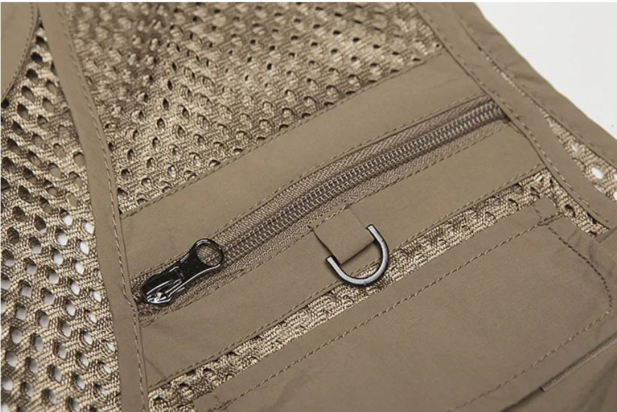 :Unloading Men's Vest Tactical Webbed Gear Coat Summer Photographer Waistcoat Tool Many Pocket Mesh Work Sleeveless Jacket Male