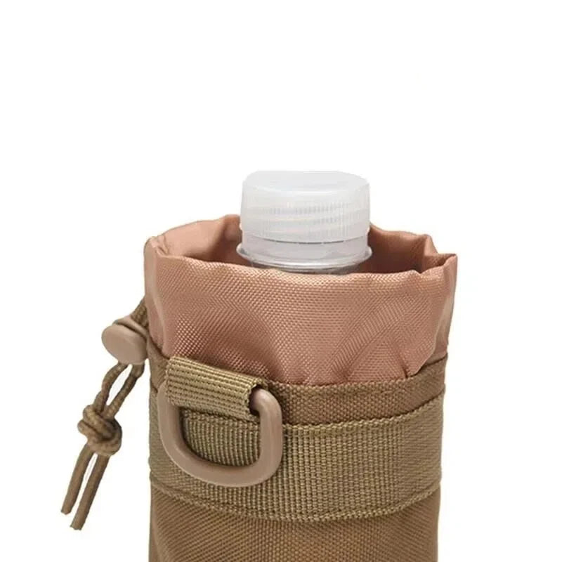 Portable MOLLE Water Bottle Bag 1000D Nylon Tactical Pouch Adjustable Drawstring Hydration Carrier for Outdoor Activities