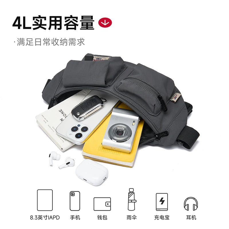 REEBOK Casual Lightweight Crossbody Waist Bag Unisex Outdoor Sport Fanny Pack Women Men Phone Side Belt Bag Bum Bag
