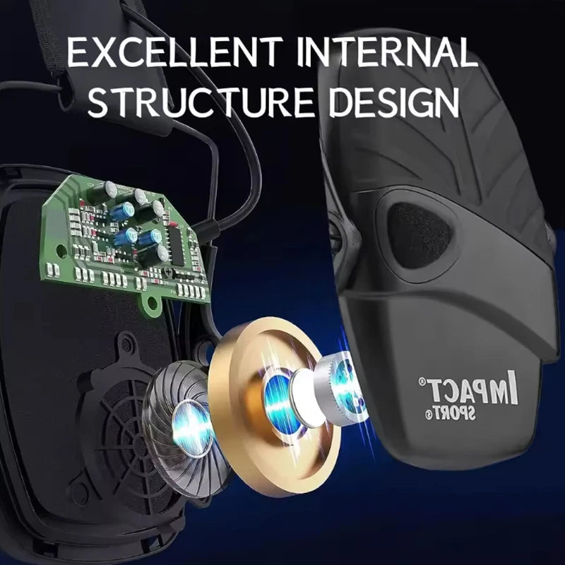 Noise-Cancelling Headphones, Impact Hearing Hunting Original Tactical Electronic Shooting Earmuffs for Outdoor Sports