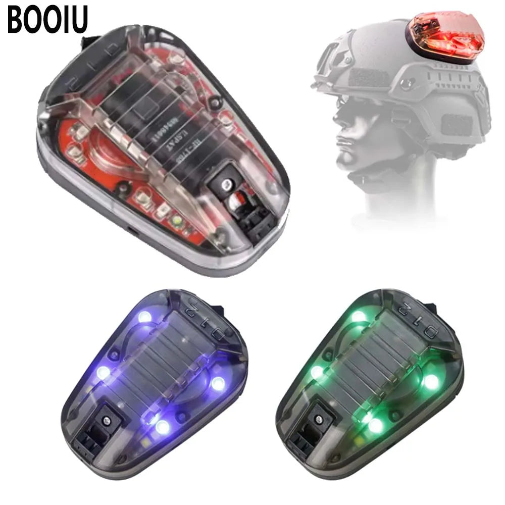 BOOIU Tactical Helmet Light Signal Light with LED IR/Strobe IFF Helmet Light Flashlight Survival Signal Light for Outdoor Sport