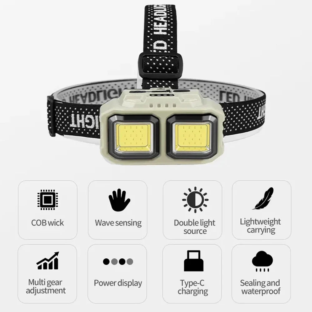 Tactical FAST MICH NVG Helmet Light Red Signal Light Sensor Headlamp USB Charging Headlight For Hunting Camping Fishing