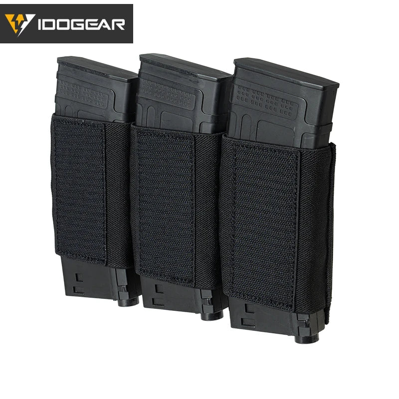 IDOGEAR Triple 5.56 Magazine Holder Elastic Mag Holder with Hook Fasteners for MK3 and MK4 Chest Rig 35139