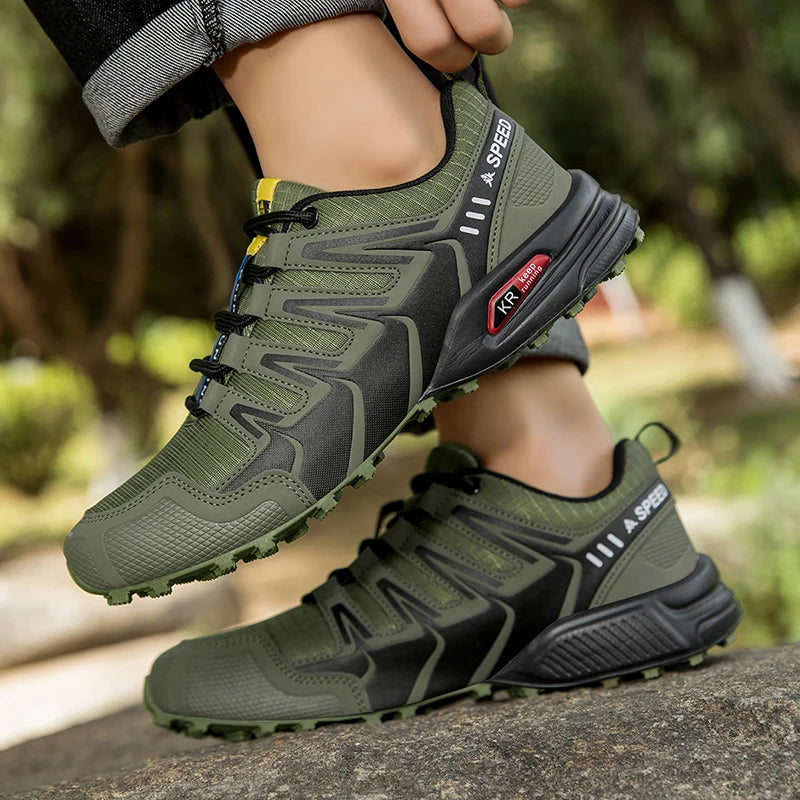 New Men's Waterproof Hiking Shoes Outdoor Sports Shoes Lace-up Hiking Shoes Non-Slip Tactical Hunting Shoes Men's Cycling Shoes