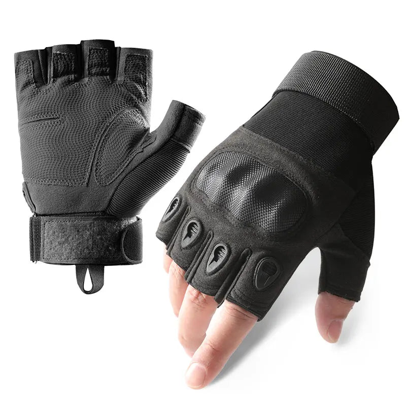 CHRLCK Men's Cycling Tactics Gloves Wear-resistant Motorcycle Half Finger Gloves Anti-Scratch Riding Fishing Training Gloves