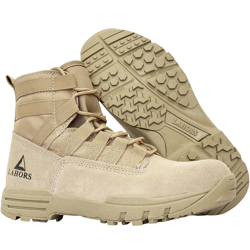 LAHORS® Lightweight Suede Leather Tactical Combat Boot Men Outdoor Hiking Desert Army Shoes Breathable Male Ankle Boots Man made