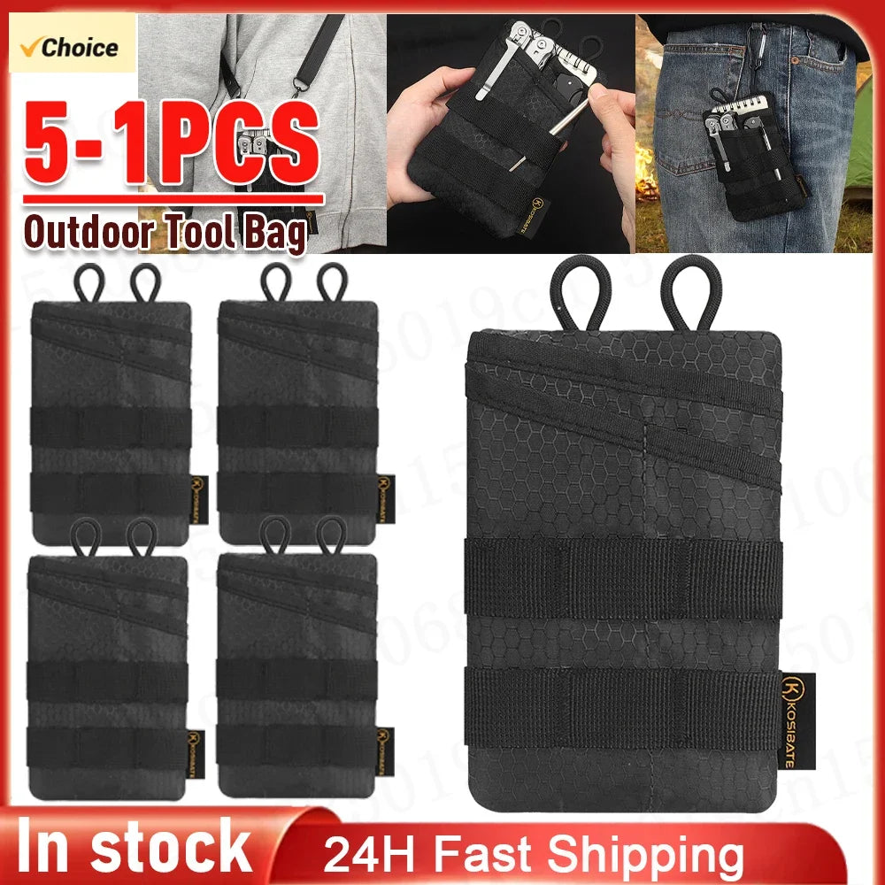 Tactical EDC Tool Bag Card Key Belt Waist Pack Pocket Mini Waist Fanny Bag Hiking Hunting Camping Outdoor Coin Purse Wallet