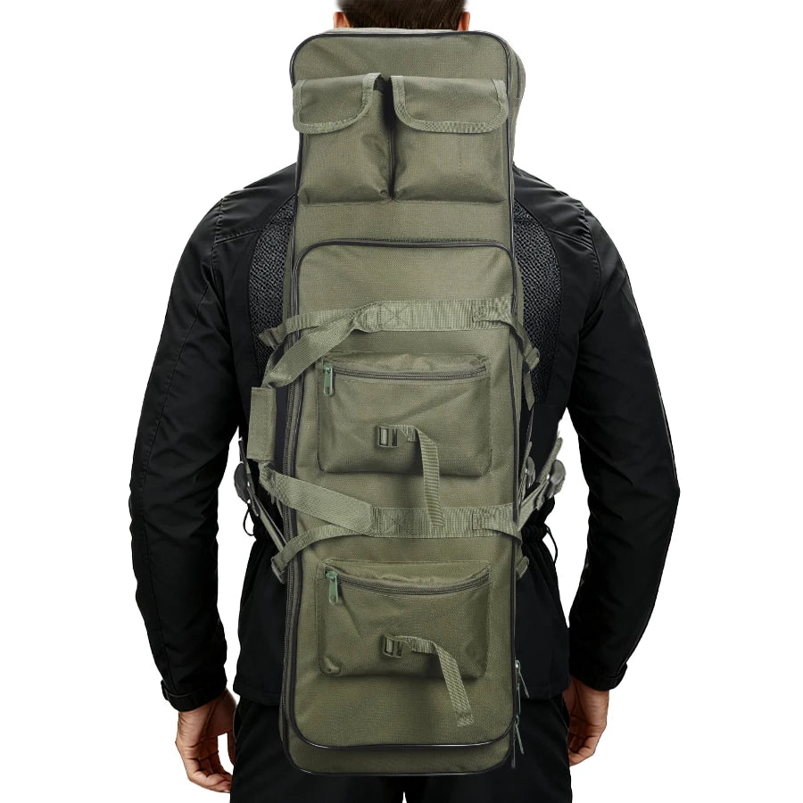 Multi functional storage bag with multiple pockets designed for partitioned storage and adjustable webbing straps and straps